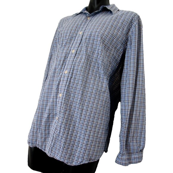 CHAPS Men's Button Front Long Sleeve Blue Plaid Size XXL - Picture 5 of 14